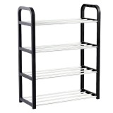 Suport pentru pantofi cu 4 rafturi, pliabil, 59 cm, negru, Oem