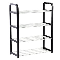Suport pentru pantofi cu 4 rafturi, pliabil, 59 cm, negru