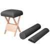 Taburet Masaj Pliabil vidaXL, Negru, Șezut Gros 12cm + 2 Perne Suport - Scaun Spa, Terapie, Relaxare - Confort &amp; Portabilitate
