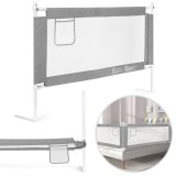 Grilă de siguranță ECOTOYS 150 cm, Bară pat copil, Pliabilă, Ajustabilă, Gri, Alb, Oțel, Plastic