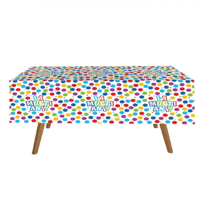 Față de Masă Petrecere, Model Multicolor, Dimensiuni 180x120cm, &Ccedil;&times;La Mulți Ani&Ccedil;Ł, 1 Bucată