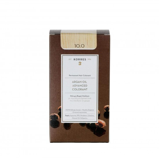KORRES Vopsea de păr permanentă cu ulei de argan, nuanță 10.0 blond platinat