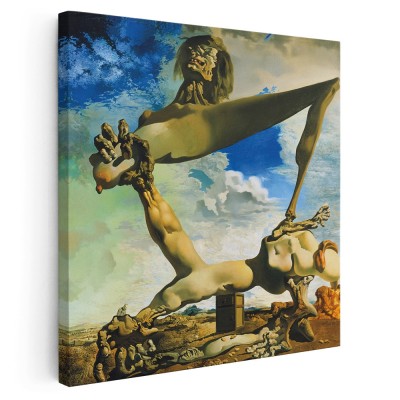 Tablou pictura Premonitia razboiului civil de Salvador Dali 2003 Tablou canvas pe panza CU RAMA 30x30 cm foto