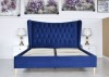 Pat Lora 160x200 cm Tapitat Catifea Albastru Somiera Inclusa (cod ML 2302-19)