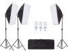 Kit de 3 softboxuri, 3 trepiezi reglabili 200 cm, 3 becuri 85W, geanta de transport inclusa, Dactylion