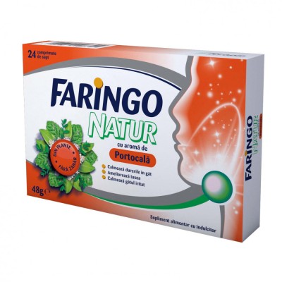 Faringo Natur cu Aroma de Portocale 24 comprimate Terapia foto