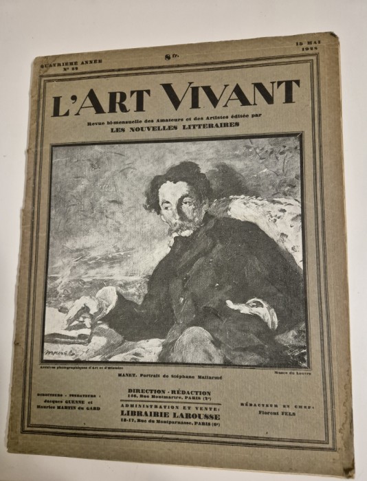 Carte veche Revista L&#039;Art Vivant Trei numere Limba franceza