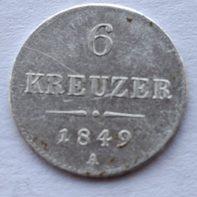 Austria 6 kreuzer 1849 A argint Joseph l foto