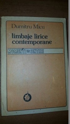 Limbaje lirice contemporane- Dumitru Micu foto