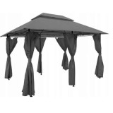 Pavilion pentru gradina/terasa, cadru metalic, cu perdele, gri, 3x4x2.65 m GartenVIP DiyLine, Gardenline