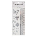 Tatuaje Temporare, Modele Metalice, Set 12 Bucăți, Argintiu