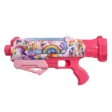 Pistol de apă din plastic, 36 cm, fucsia cu model curcubeu și unicorni, CMCLASS