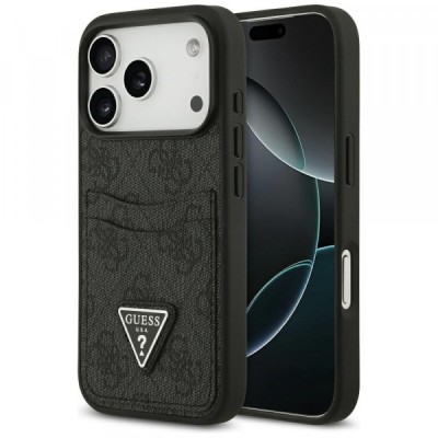 Husa pentru Apple iPhone 17 Pro, Guess, 4G Double Card Triangle, Neagra foto