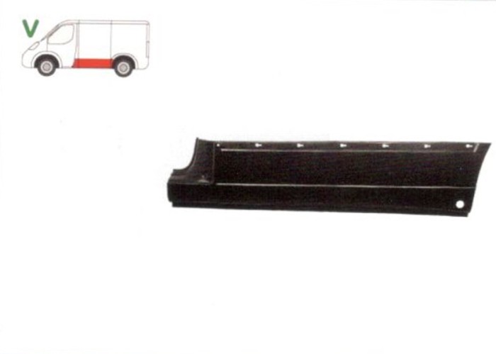 Segment reparatie panou lateral Mercedes Vito / Clasa 5 (W638) 02.1996-01.2003 , partea Stanga, Cu Gauri Ornament, Lungime 1490, Inaltime 350 Mm, Met
