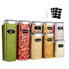 Set 8 recipiente depozitare Koken, sigure pentru microunda/masina vase/congelator, Etanșe, fara BPA, Transparent/Negru