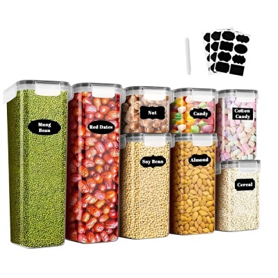 Set 8 recipiente depozitare Koken, sigure pentru microunda/masina vase/congelator, Etanșe, fara BPA, Transparent/Negru foto