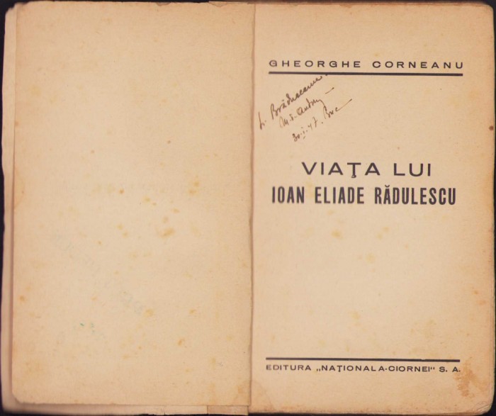 HST C1632 Viața lui Ion Eliade Rădulescu 1939 Corneanu COPERȚI SCHIMBATE!