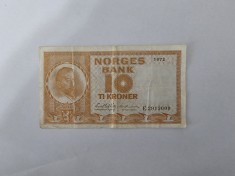 Norvegia 10 Kroner 1972 foto