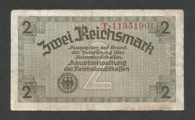 GERMANIA NAZISTA 2 MARCI REICHSMARK 1940 [14] P- 137b , 8 cifre , Litera T foto