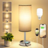 Lampă de noapte cu reglare tactilă a intensității luminoase, cu porturi USB A+C și priză de alimentare &ndash; in