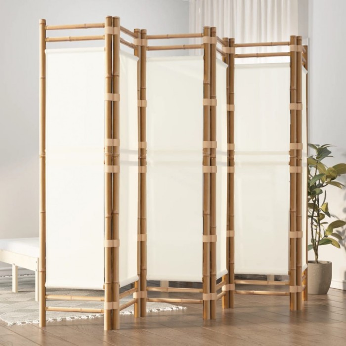 Separator de cameră pliabil cu 6 panouri 240 cm bambus și p&acirc;nză