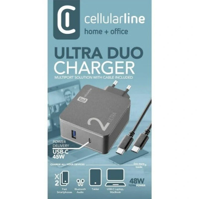 Incarcator Retea Cellularline 2 Porturi 48W Negru foto