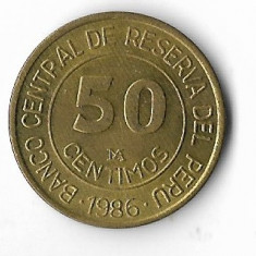 Moneda 50 centimos 1986 - Peru