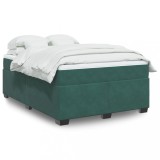 Cumpara ieftin Gossi pat box spring cu saltea, verde inchis, 160x200 cm, catifea