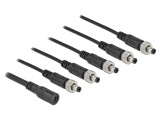 Cablu DC 5,5/2,1 mufă x5, soclu, 0,5m, negru - DELOCK