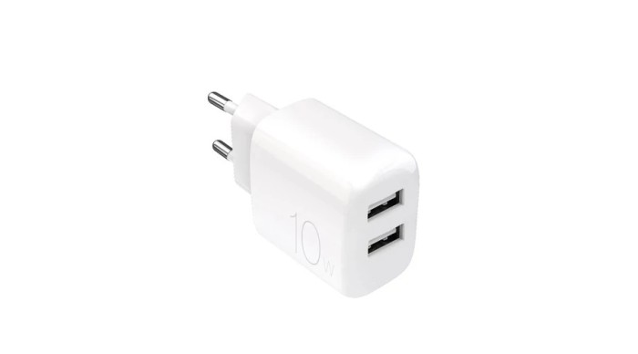 &Icirc;ncărcător de perete Puro PROLITE 10W 2x USB-A - Alb