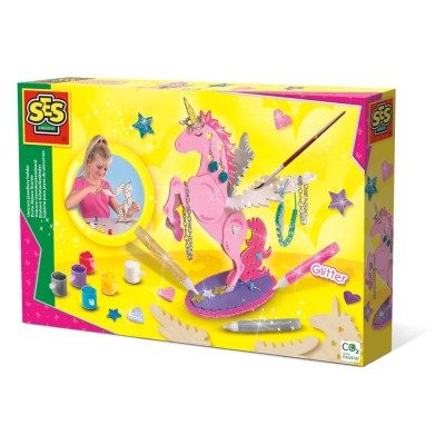 Set creativ pentru copii cu suport de bijuterii cu unicorn si sclipici foto