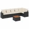 Set canapele de gradina cu perne, 7 piese, negru, poliratan
