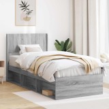 vidaXL Cadru de pat cu depozitare și tăblie Sonoma gri 100 x 200 cm 3414248