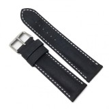 Cumpara ieftin Curea Ceas &bdquo;Fleurus Kraft&rdquo; &ndash; Piele Robustă de Vițel, Negru Integral (18mm -