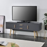 Comoda TV AlavusDG cu 2 usi si 2 sertare gri inchis [en.casa] HausGarden Leisure