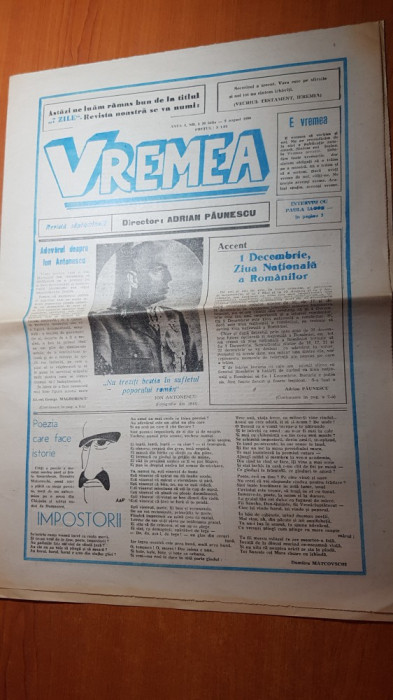 vremea 30 iulie 1990-anul 1,nr. 1 al ziarului-adevarul despre ion antonescu