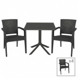 Set mobilier de gradina 5 piese Groovy-Halcyon, Pakoworld, masa si 4 scaune, 80x80x74.5 cm, polipropilena, gri inchis