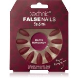 Technic Cosmetics False Nails Stiletto unghii artificiale Matte Burgundy 24 buc