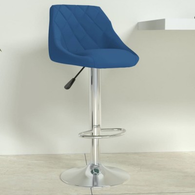 vidaXL Scaun de bar, albastru, catifea foto