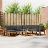 vidaXL Set de canapele de exterior cu pernă 9 pcs Natural și Antracit 3366845