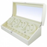 Watch Winder 8 + 9 Spatii Alb Piano Dispozitiv Intoarcere Ceasuri Automatice