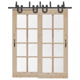 VidaXL Set feronerie pentru uși glisante, negru, 200 cm, oțel