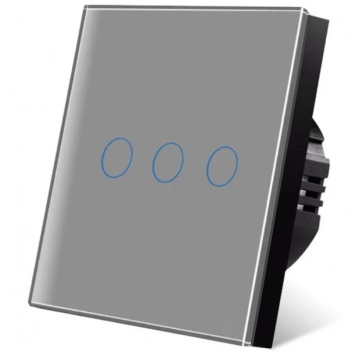 Intrerupator touch iUni 3F, Sticla Securizata, LED, Silver