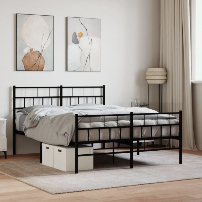 vidaXL Cadru pat metalic cu tăblie de cap/picioare, negru, 120x190 cm 355674