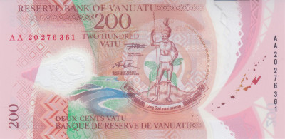 Bancnota Vanuatu 200 Vatu 2020 - P12b UNC ( polimer ) foto