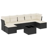 Cumpara ieftin Set mobilier de gradina cu perne, 8 piese, negru, poliratan