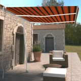 Cumpara ieftin Copertină retractabilă manual cu LED portocaliu&amp;maro 350x250 cm