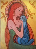 Pictura pe panza &quot;Pisica albastra&quot;, 30x40 cm