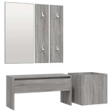 Cumpara ieftin Set de mobilier pentru hol, gri sonoma, lemn prelucrat
