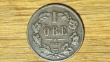 Suedia - moneda de colectie bronz rara - 1 ore 1867 - Carl XV - frumoasa !